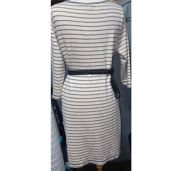 Lands End 3/4 Length Sleeve Midi Length Striped Dress - Picture 2 of 3